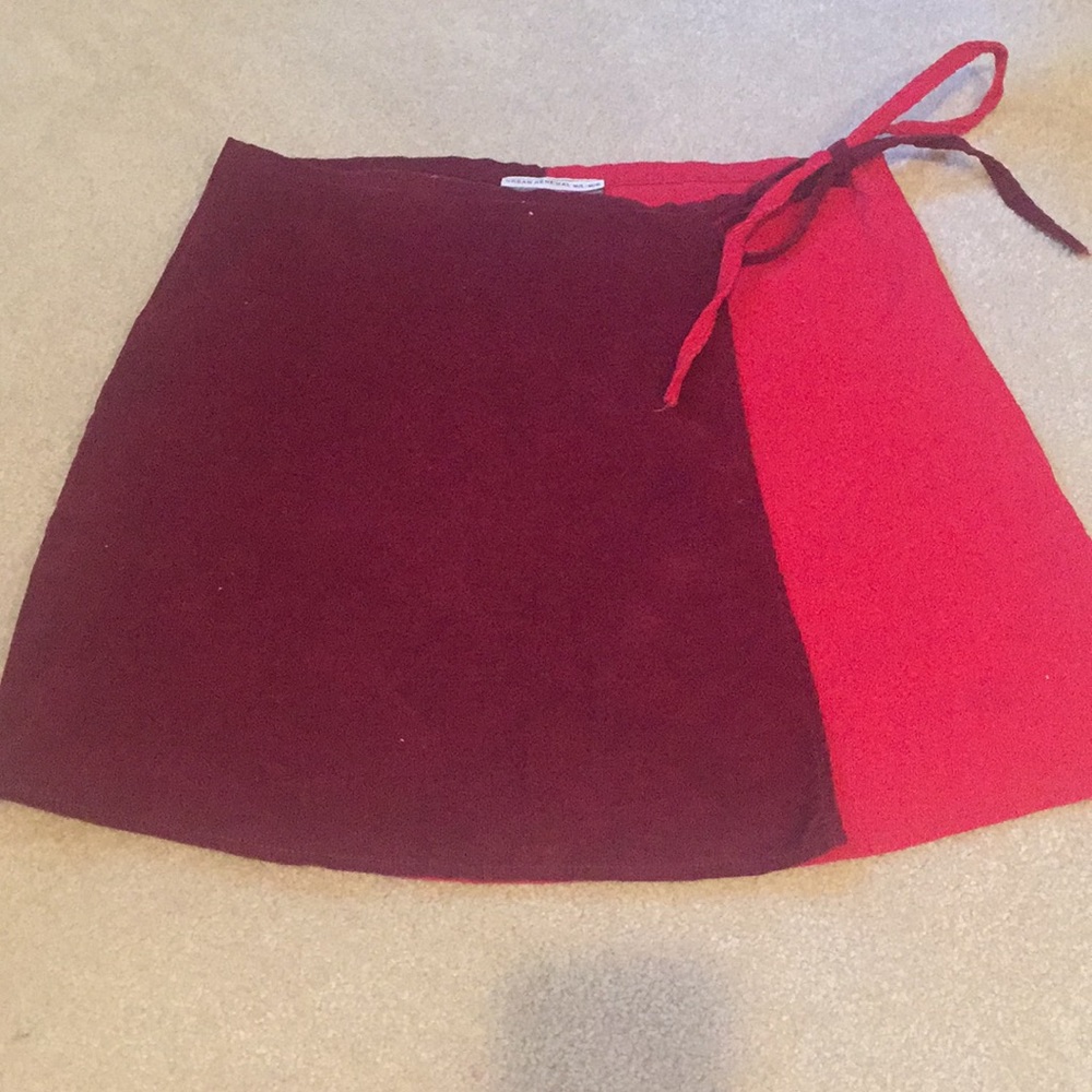 urban outfitters- red vintage wrap skirt